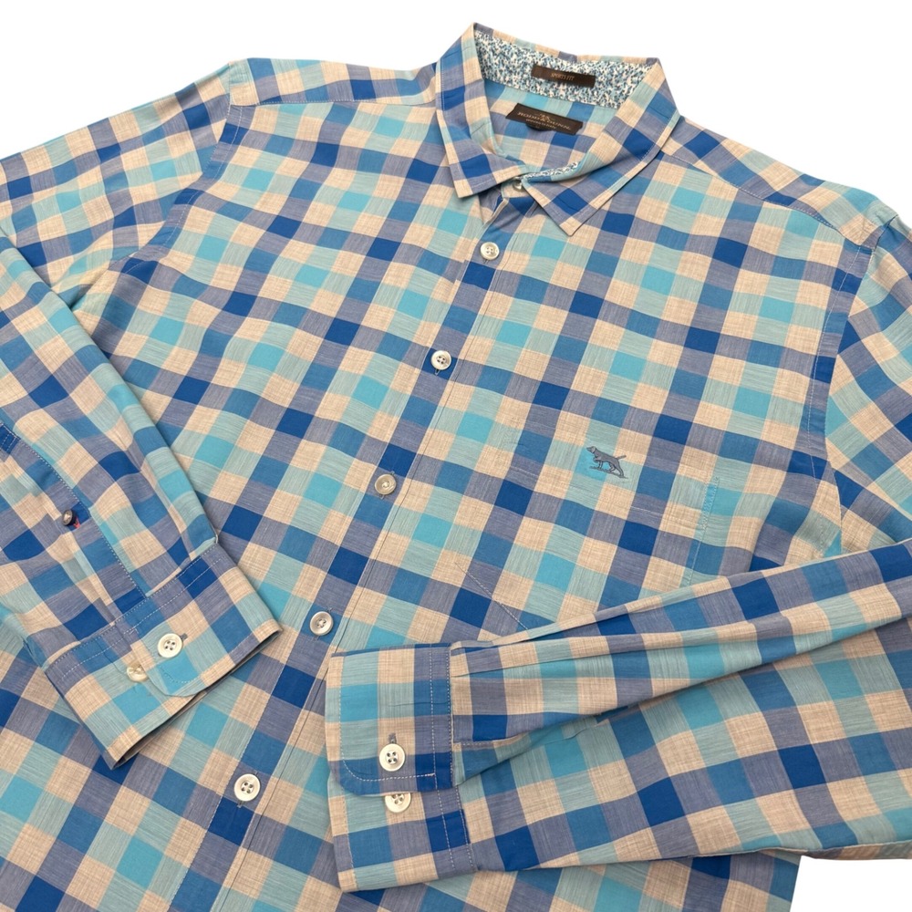 Rodd & Gunn‎ Button Down Shirt Mens M Blue Check Italian Fabric Sports Fit L/S